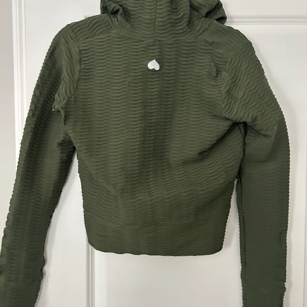 Booty by Brabants Olive Green Active Set Ribbed Leggings + Zip Jacket OS - Picture 2 of 6